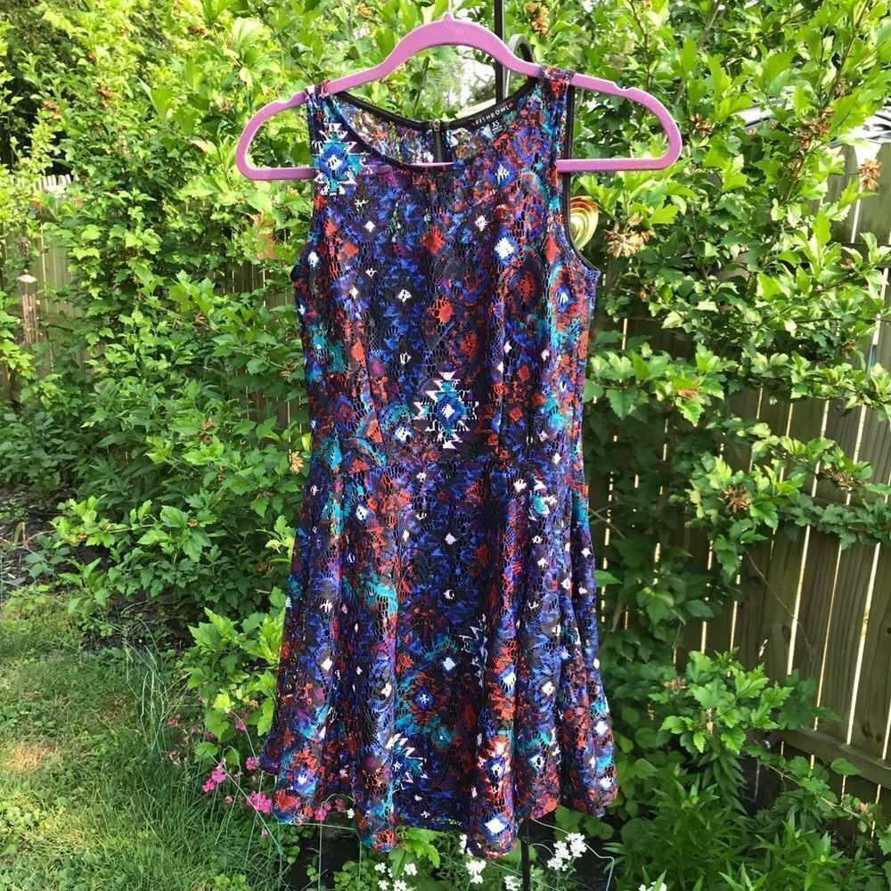 Sleeveless Fishnowl‎ Mini Dress Aztec Inspired